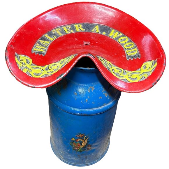 Walter A. Wood Other - Antique Walter A Wood Tractor Seat On Milk Jug Cast Iron Painted Handmade Decor